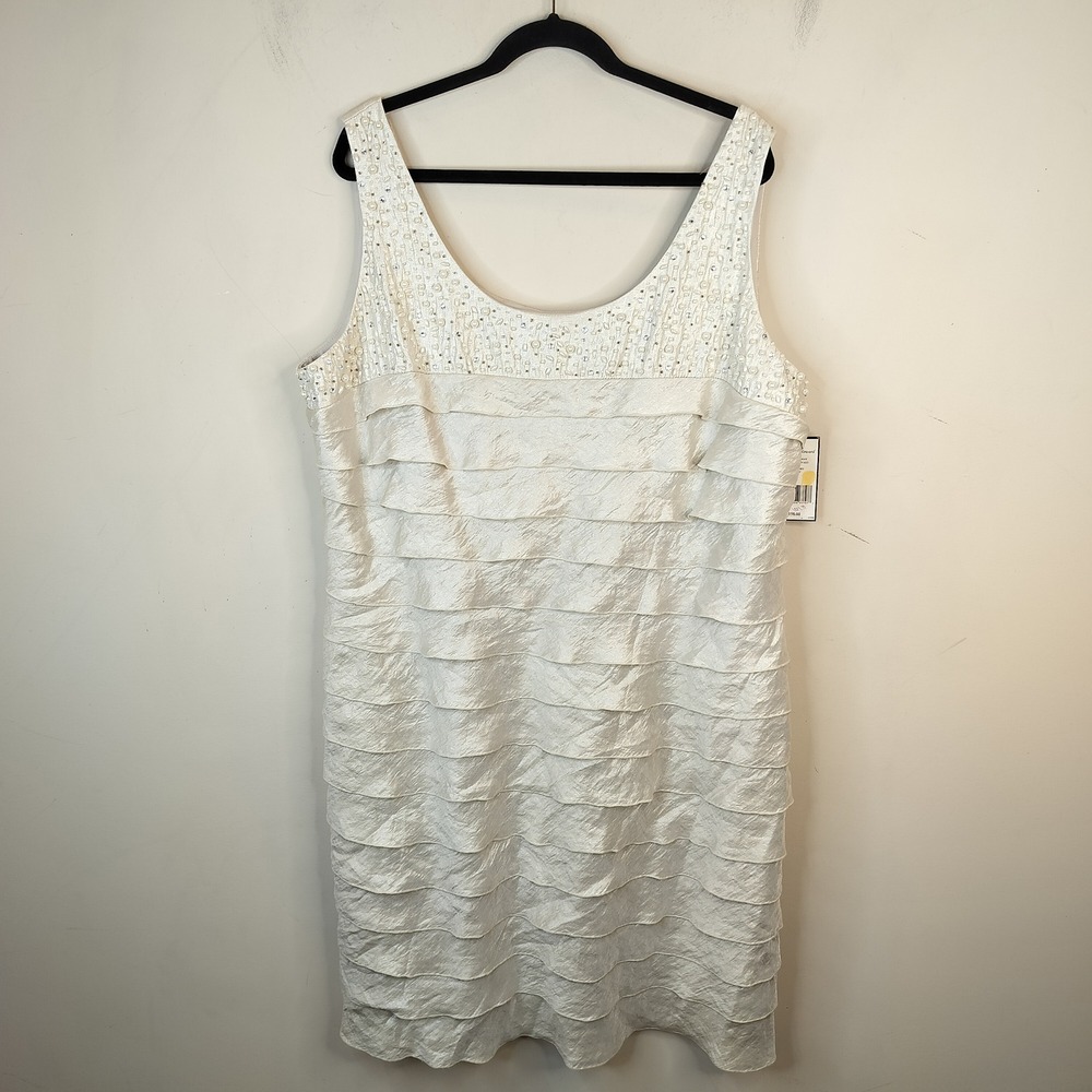 Jessica Howard Cocktail Dress Womens 24W Beaded Tiered Ruffle NEW